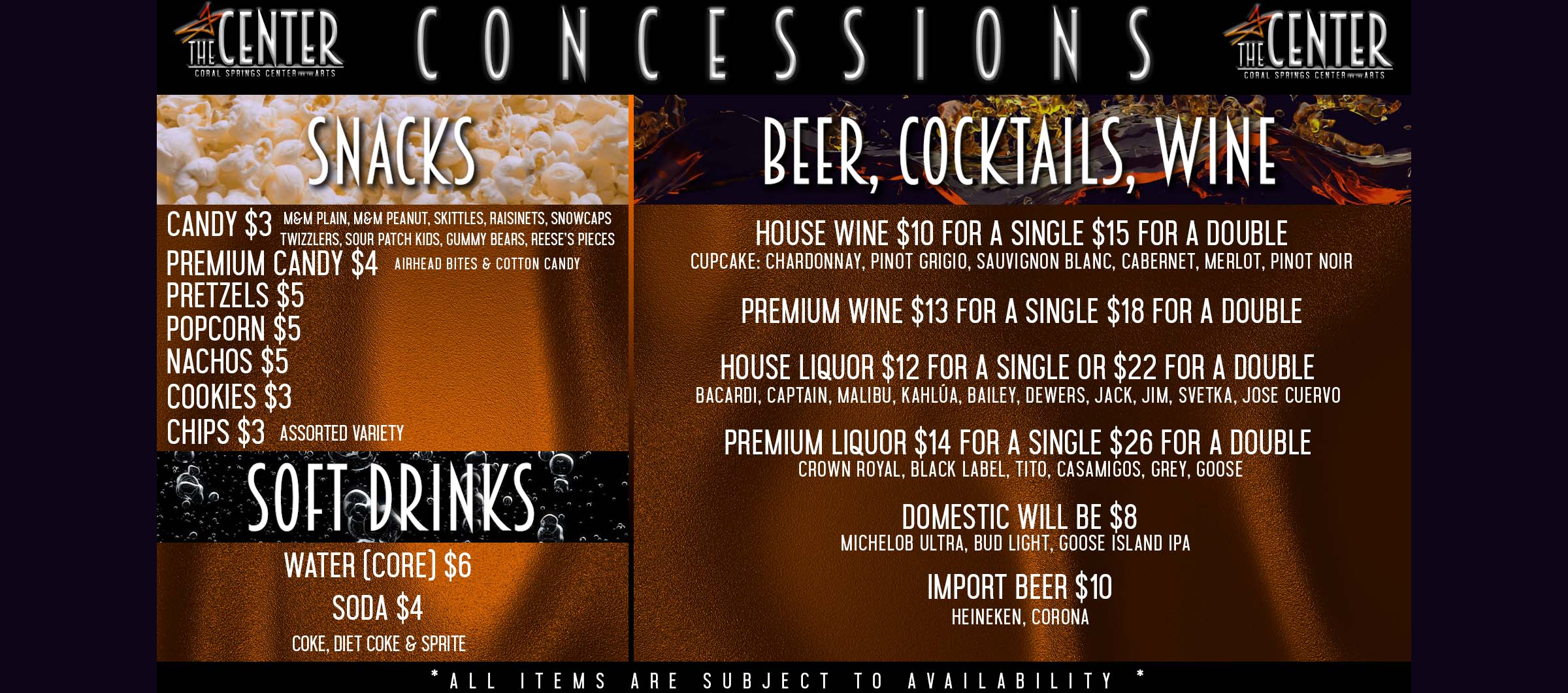 Concessions Coral Springs Center For The Arts